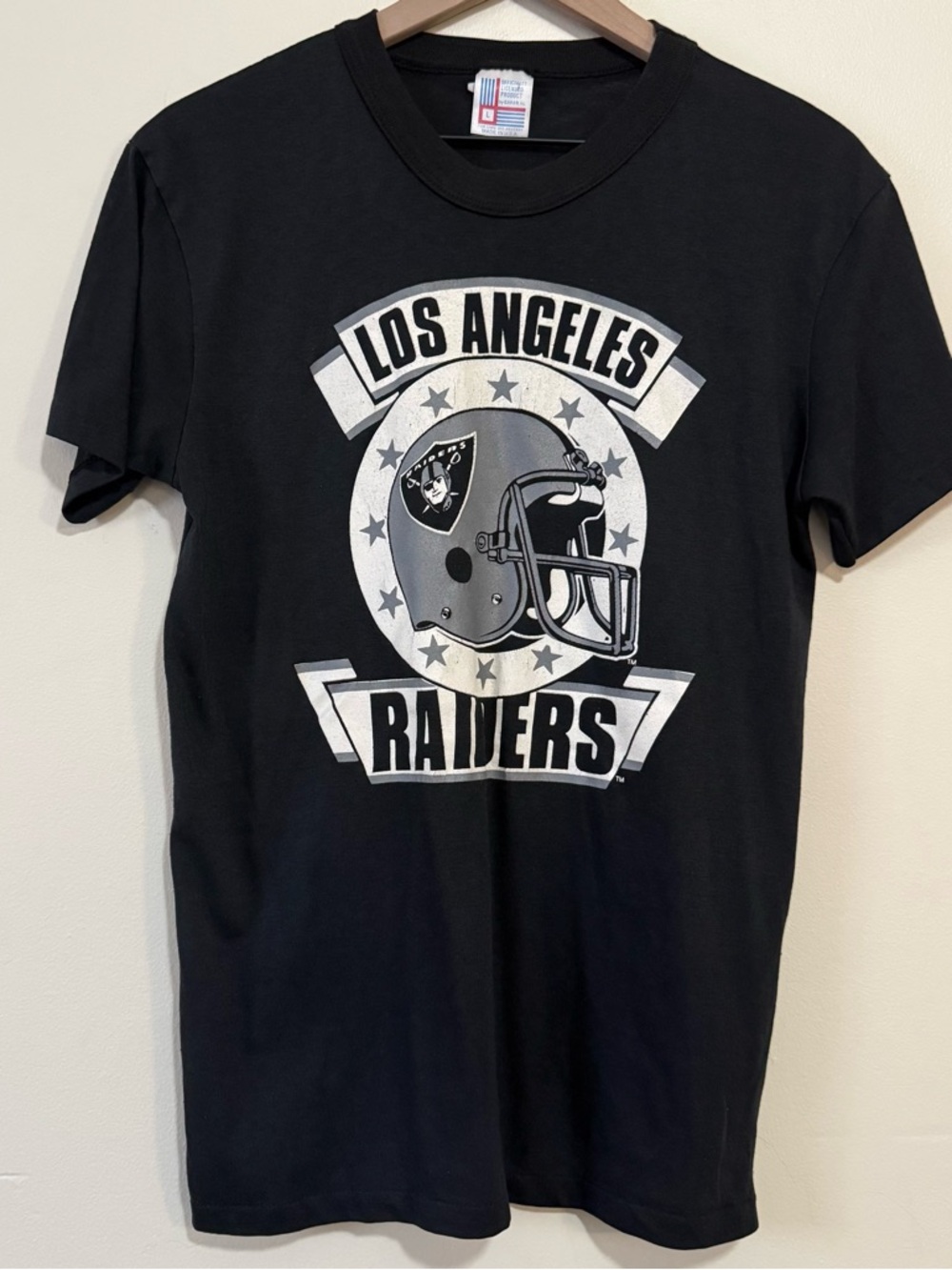 1982 Vintage Los Angeles Raiders Black Graphic Tee Size L single stitch
